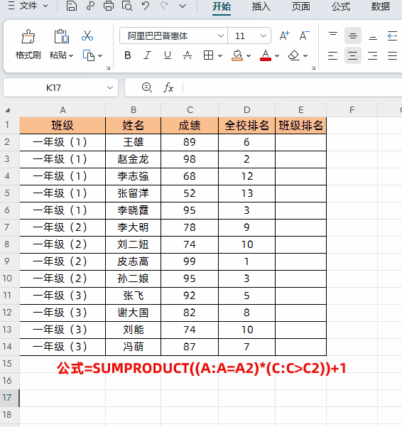 排名函数excel公式怎么使用，Excel中3个排名公式实例教程-趣帮office教程网