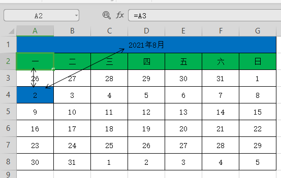excel制作自动更新日历教程-趣帮office教程网