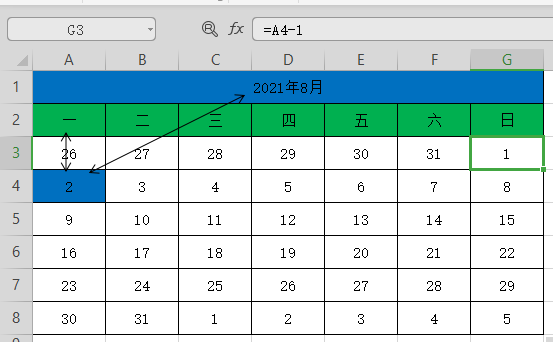 excel制作自动更新日历教程-趣帮office教程网