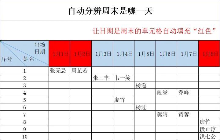 excel周六日自动填充颜色教程-趣帮office教程网