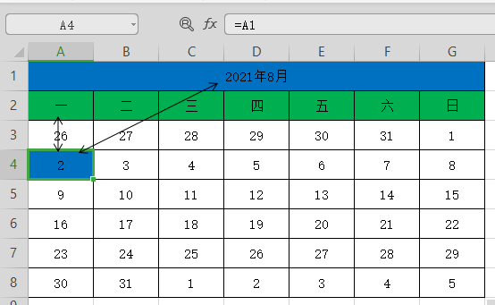 excel制作自动更新日历教程-趣帮office教程网