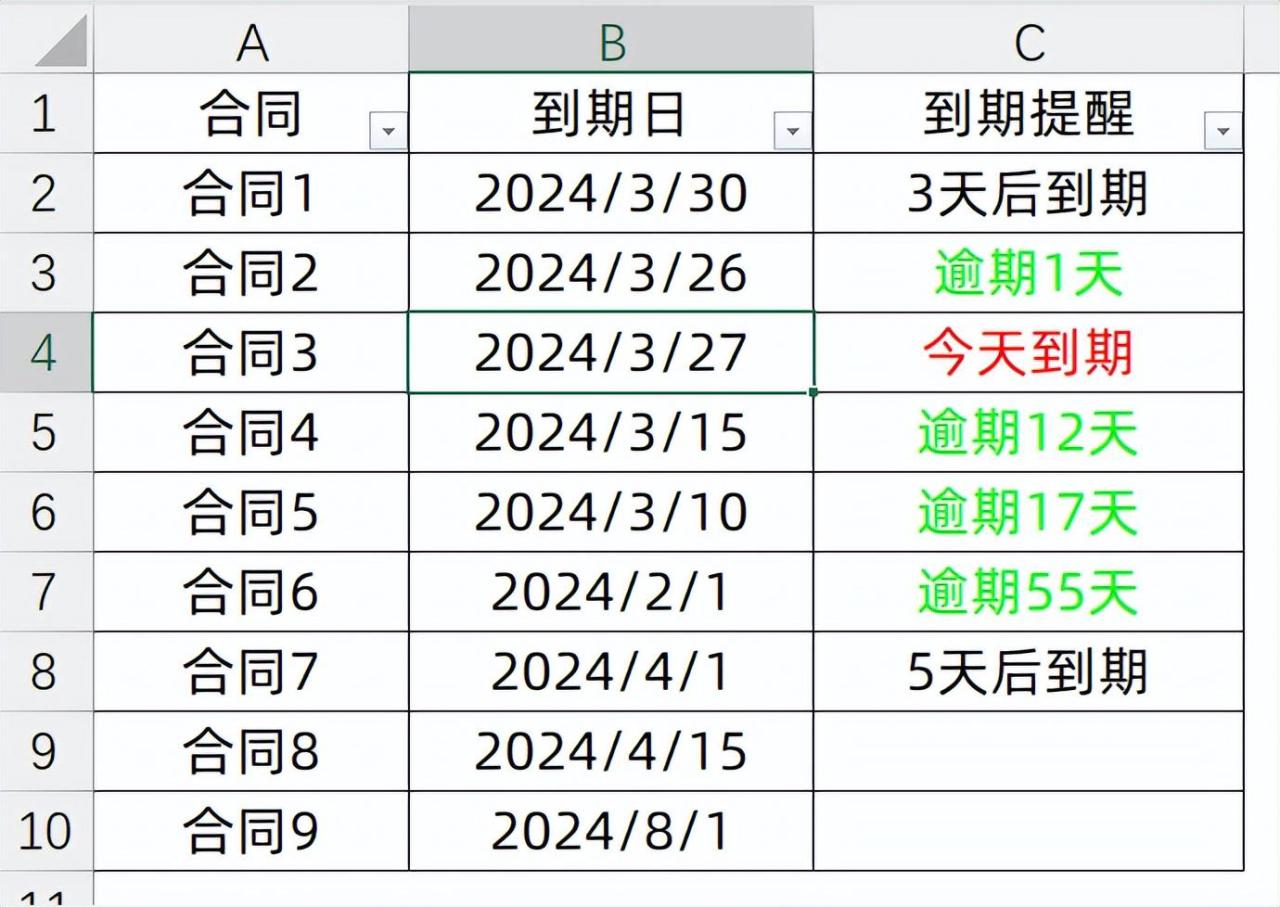 excel怎么设置合同到期提醒功能，一条公式制作合同到期自动提醒-趣帮office教程网