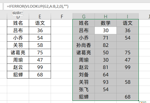 两个表格怎么合并成一个表格，Vlookup公式快速对两表进行合并的方法-趣帮office教程网