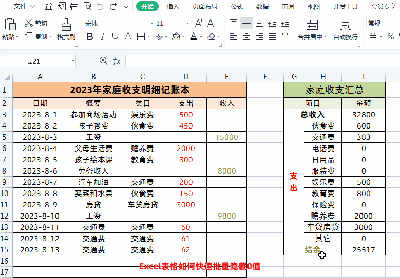 excel怎么设置数据为0不显示，excel表格快速批量隐藏0值的简单方法-趣帮office教程网