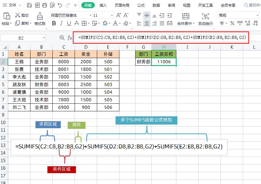 excel合计求和教程：怎么按条件对excel数据进行多列求和？-趣帮office教程网