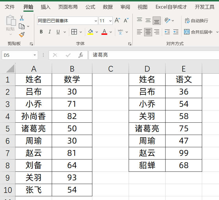 两个表格怎么合并成一个表格，Vlookup公式快速对两表进行合并的方法-趣帮office教程网