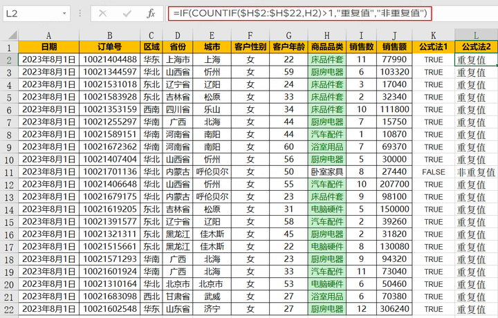 如何快速找出Excel一列中重复的数据？-趣帮office教程网
