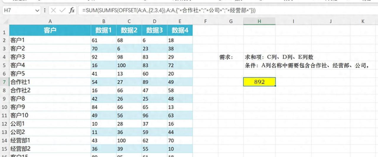 excel函数技巧：sum+sumifs多条件数据汇总求和-趣帮office教程网