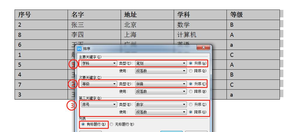 WPS文字中的表格如何排序？一看便知-趣帮office教程网