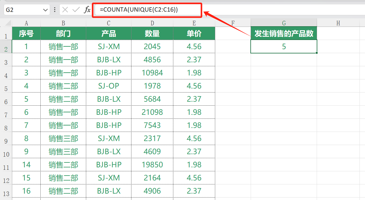 excel去重函数UNIQUE函数的使用方法及实例介绍-趣帮office教程网