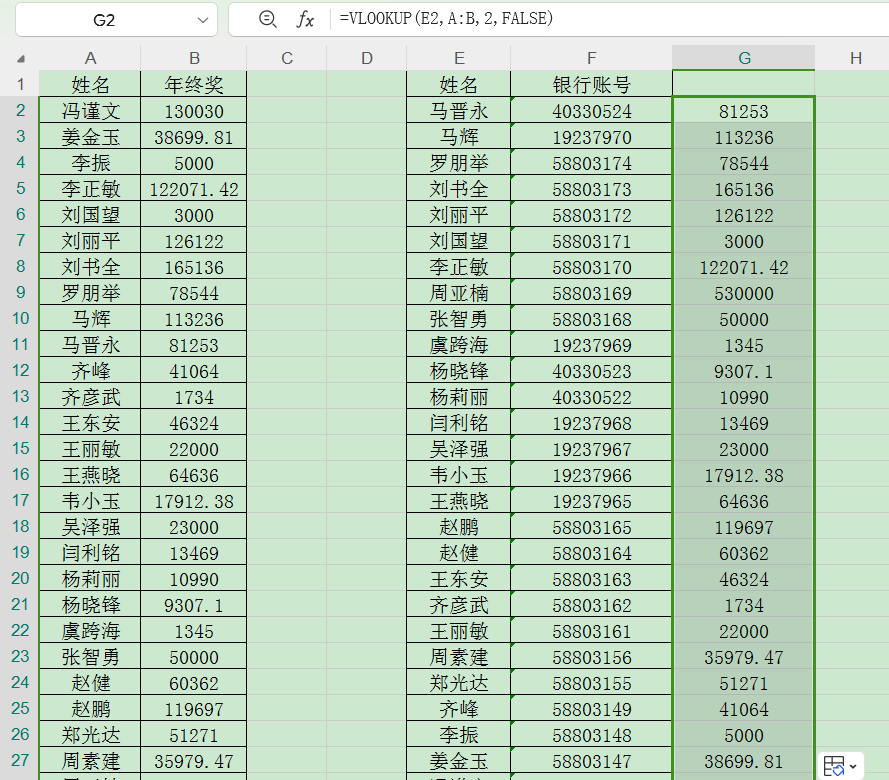 利用vlookup函数，使数据3秒快速对号入座-趣帮office教程网