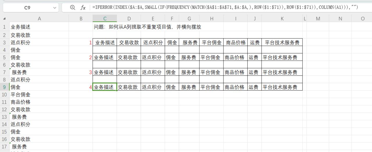 excel中如何提取数据列中不重复的数据并横向转置？-趣帮office教程网