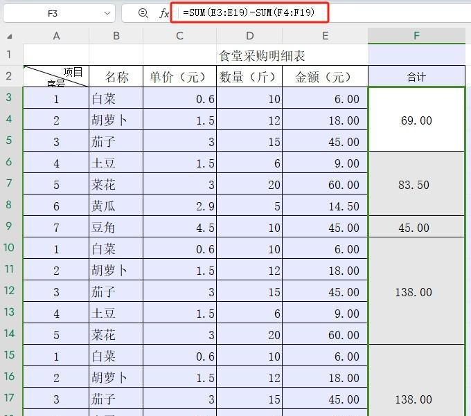 wps表格中计算不规则单元格求和的两个方法-趣帮office教程网