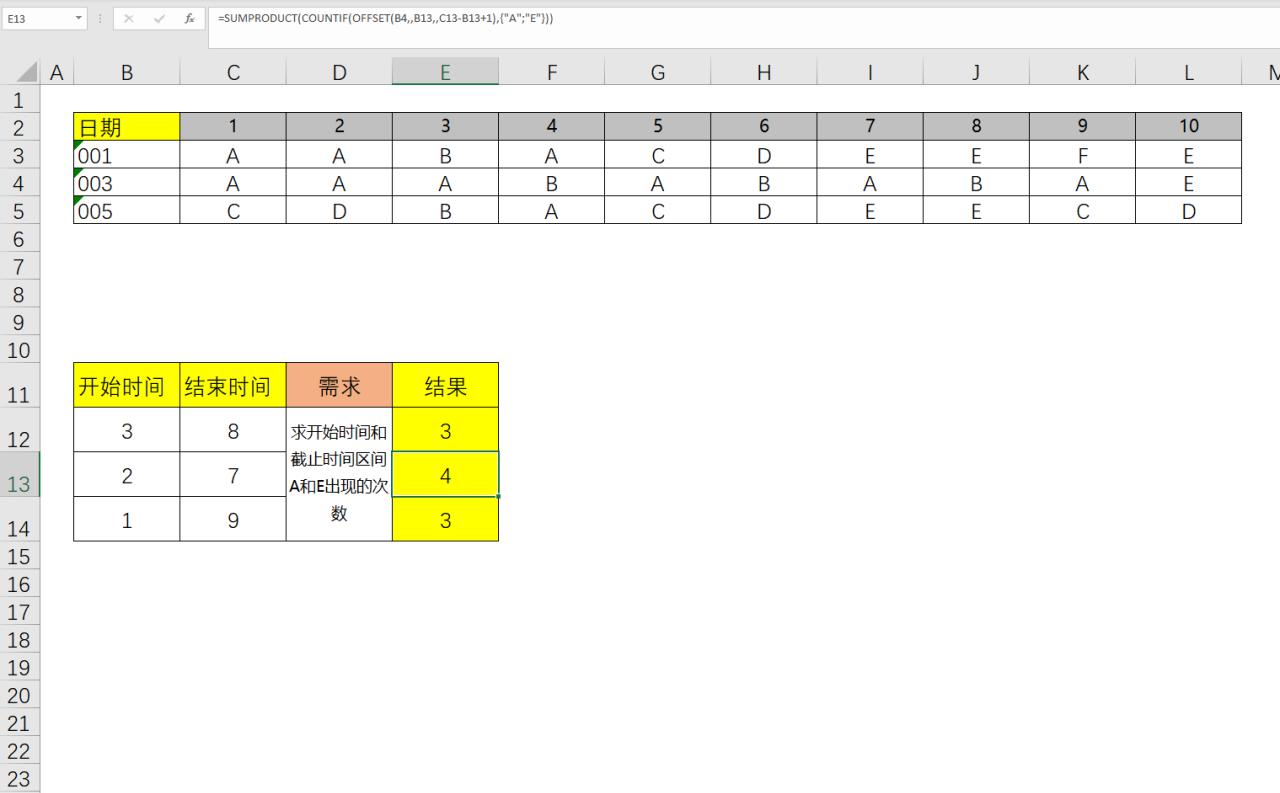 excel函数技巧：countif+offset自定义时间段内计数-趣帮office教程网