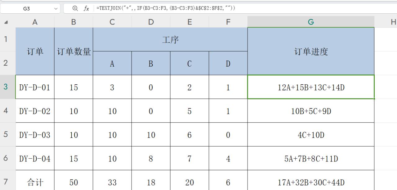 excel订单工序的进度计算方法-趣帮office教程网