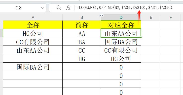 excel小技能之根据简称查找对应全称LOOKUP&FIND函数-趣帮office教程网