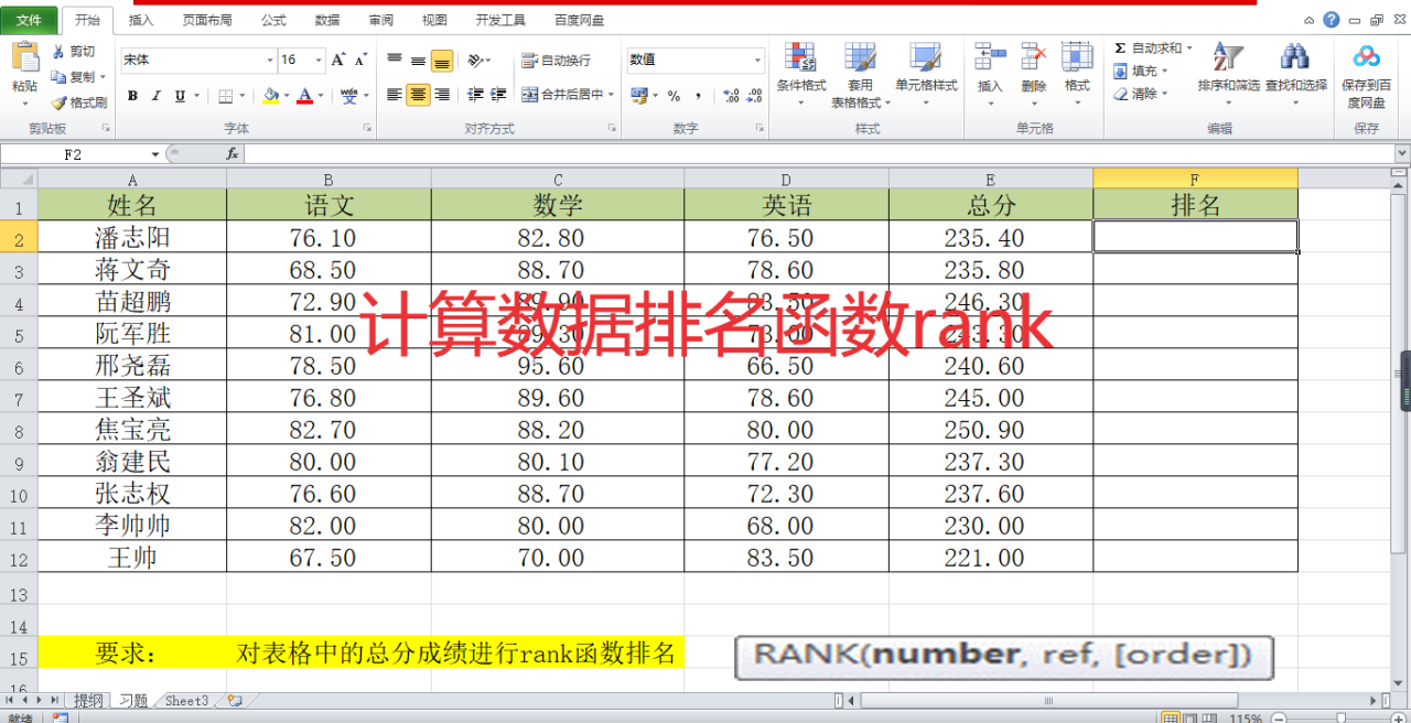 实用的Excel函数，rank函数进行表格数据的排名-趣帮office教程网