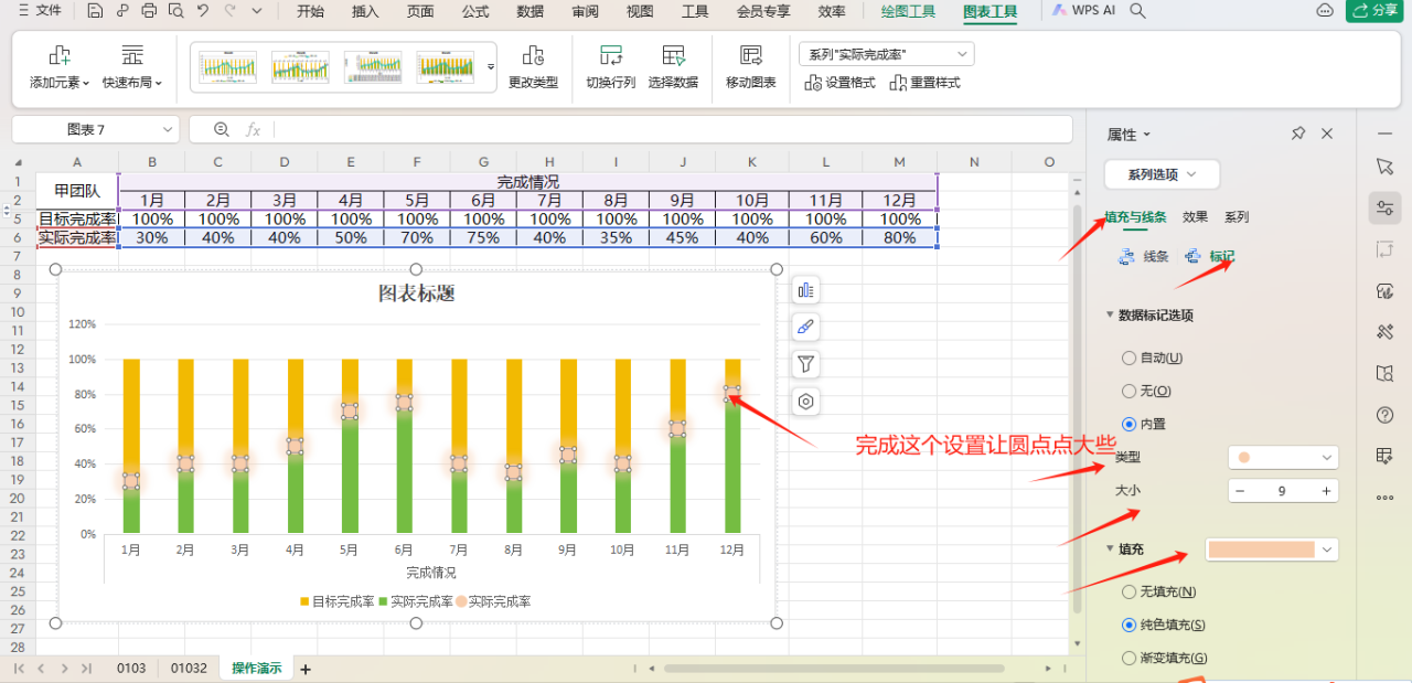 excel中如何用条状图和滑珠图体现完成率？-趣帮office教程网