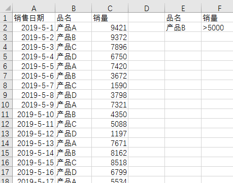 excel筛选某个产品名称且数量大于5000的数据-趣帮office教程网