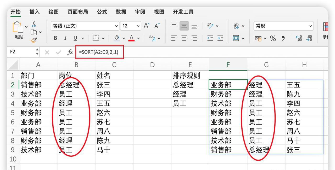 Excel中按特定规则排序方法详解：按职务排序实例-趣帮office教程网