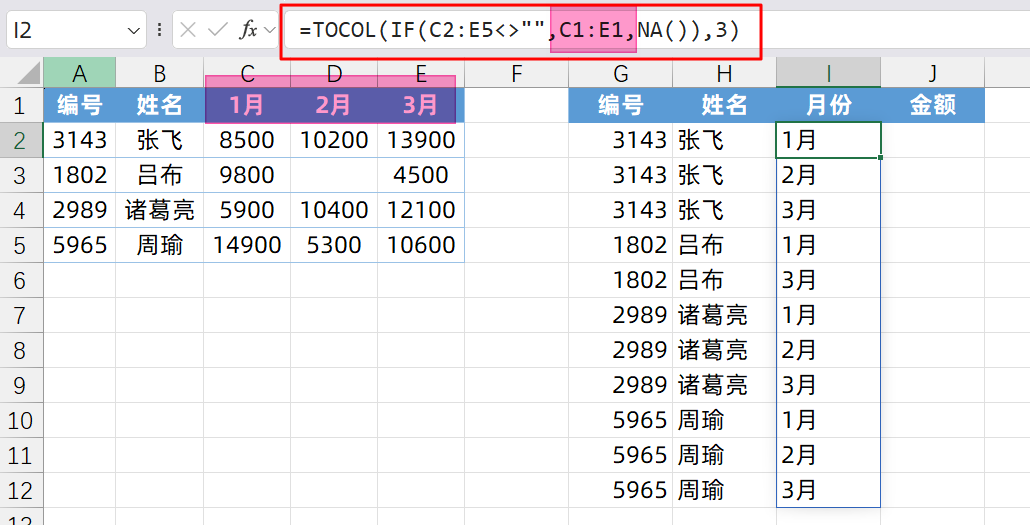Excel中进行数据表格逆透视处理，新公式TOCOL用法对比传统方法新解-趣帮office教程网