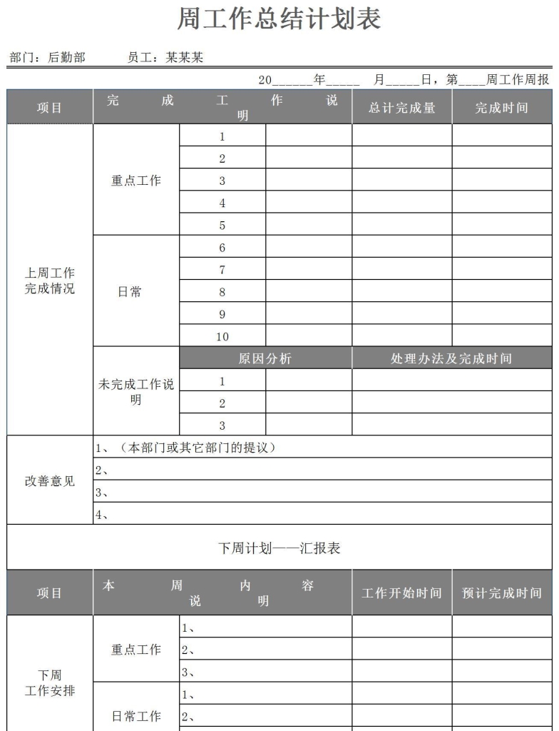 周工作计划表模板免费下载(第2辑共15款精选模板) - 趣帮office教程网