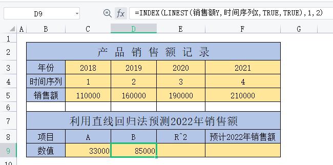 Excel中预计销售额的计算教程（基于直线回归法）-趣帮office教程网