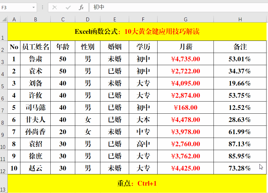 Excel中Ctrl+1快捷键： 打开【设置单元格格式】对话框-趣帮office教程网
