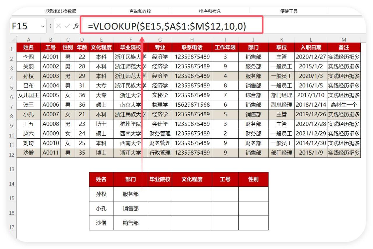 excel中不用嵌套其它函数，利用VlOOKUP实现一对多查找-趣帮office教程网