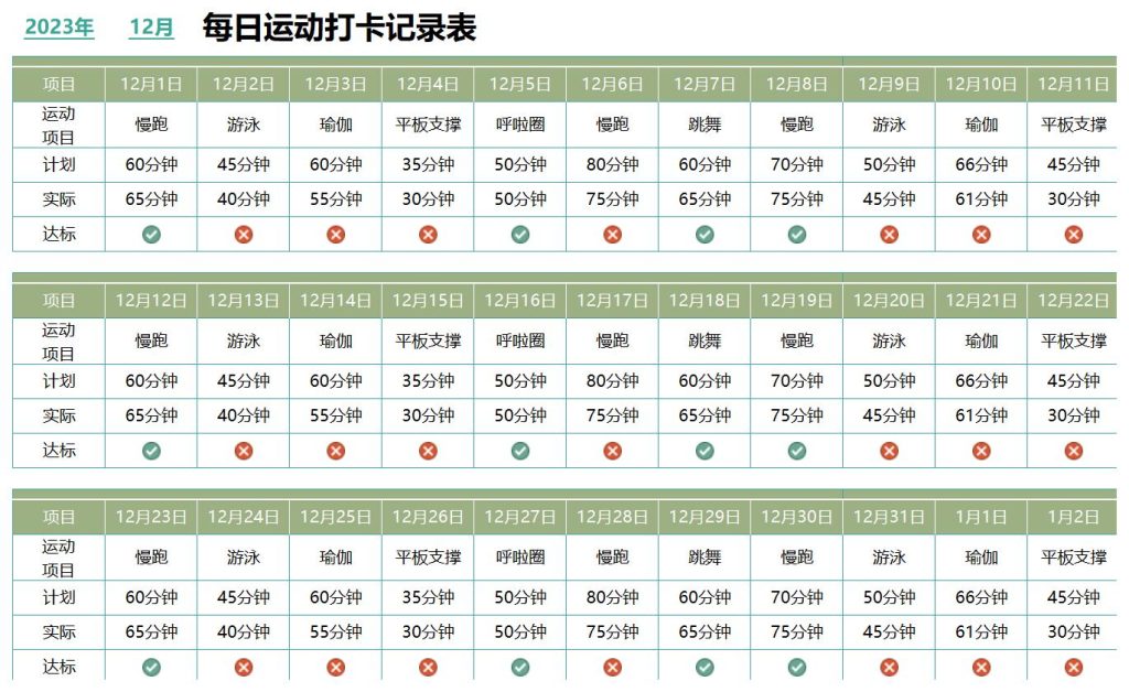 excel每日打卡记录表格免费下载(精选模板10款) - 趣帮office教程网
