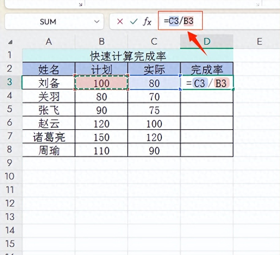 Excel完成率计算+显示，1分钟全掌握-趣帮office教程网