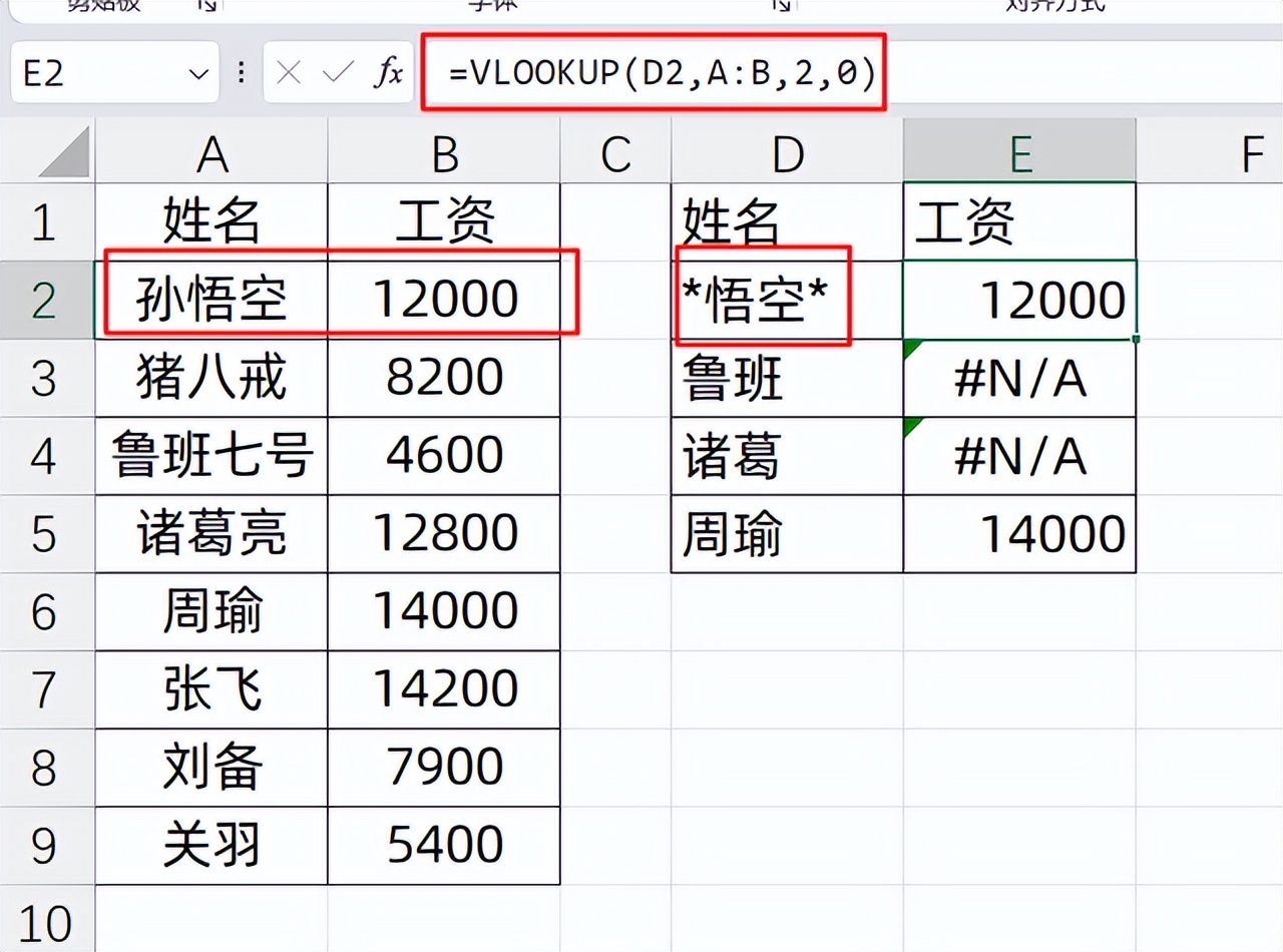 一文读懂：VLOOKUP与通配符的超强组合应用-趣帮office教程网
