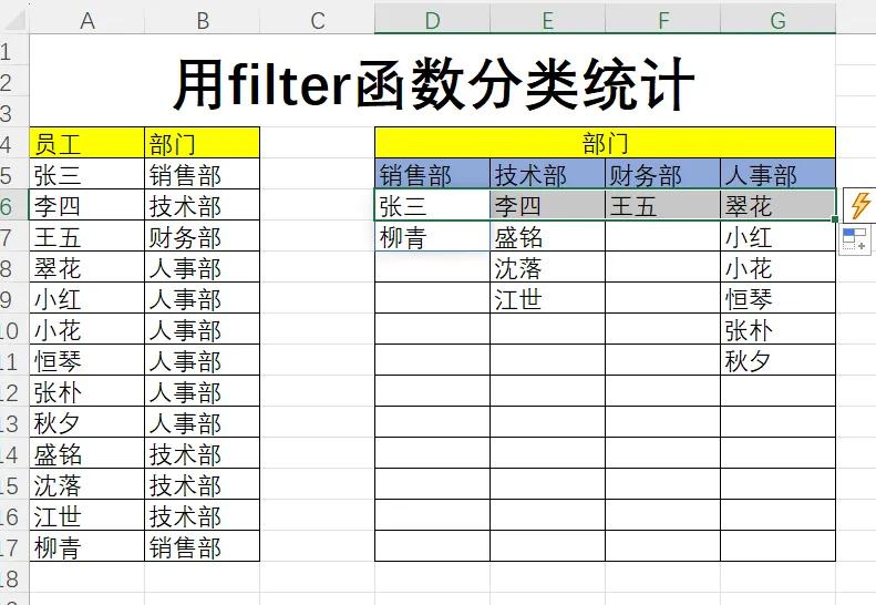 巧用FILTER函数实现数据分类：从左表到右表的高效操作-趣帮office教程网
