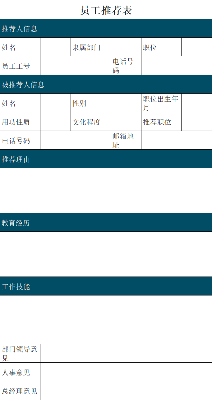 精选4款优秀员工推荐表Excel模板,晋升/升职都可用-趣帮office教程网