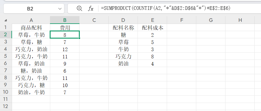 COUNTIF函数怎么用?一个公式快速完成产品费用核算-趣帮office教程网
