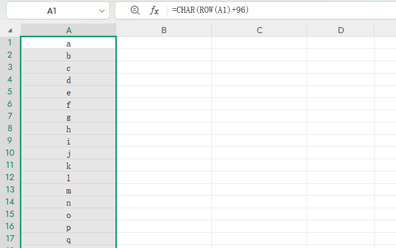 巧用CHAR函数!Excel批量生成大小写字母序号-趣帮office教程网