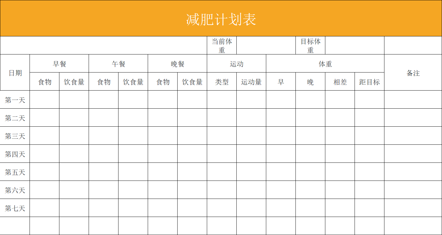 精选减肥计划表Excel模板，记录你的每一步蜕变-趣帮office教程网