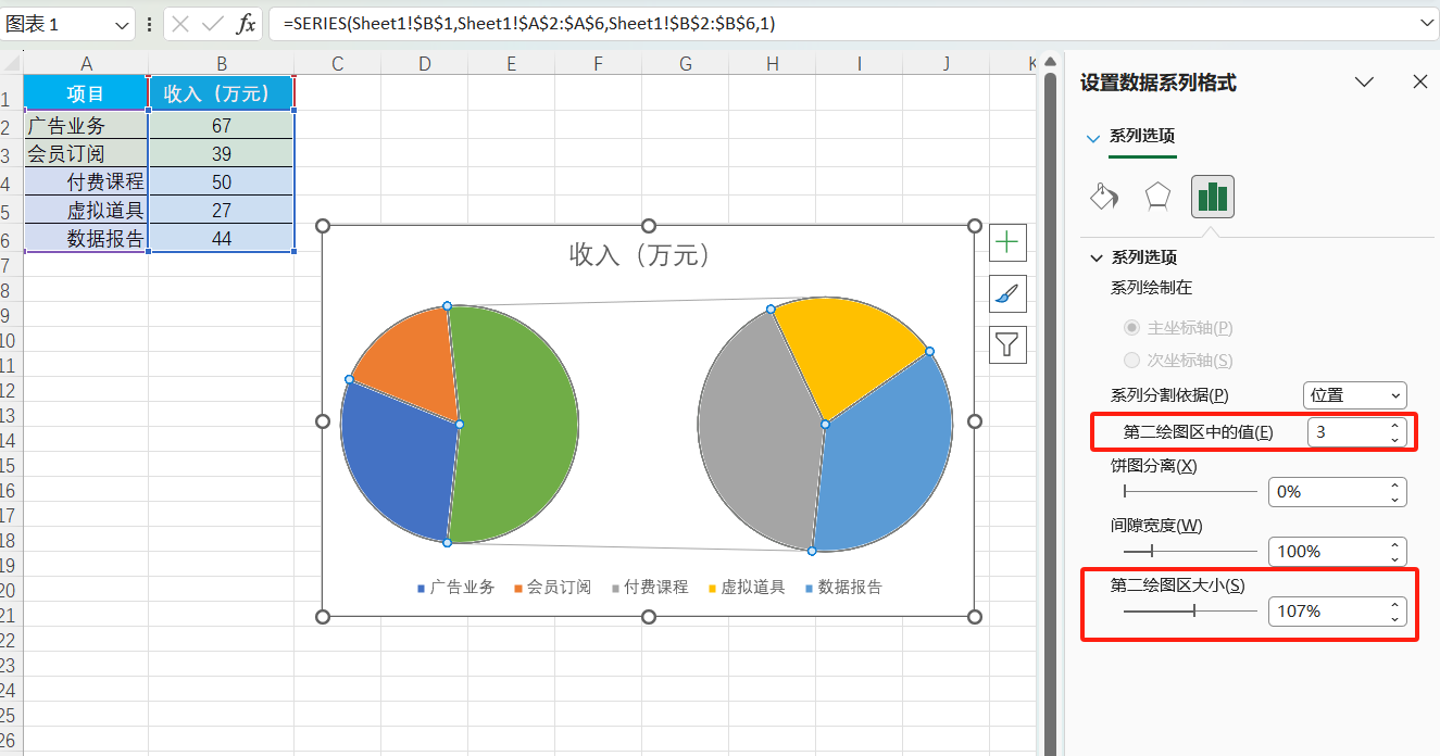 Excel图表技巧:1分钟学会复合饼图的制作方法,字母饼图绘制-趣帮office教程网