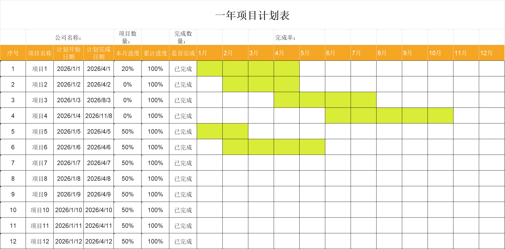 2026项目计划表模板，工作学习计划两不误，高效完成项目规划-趣帮office教程网