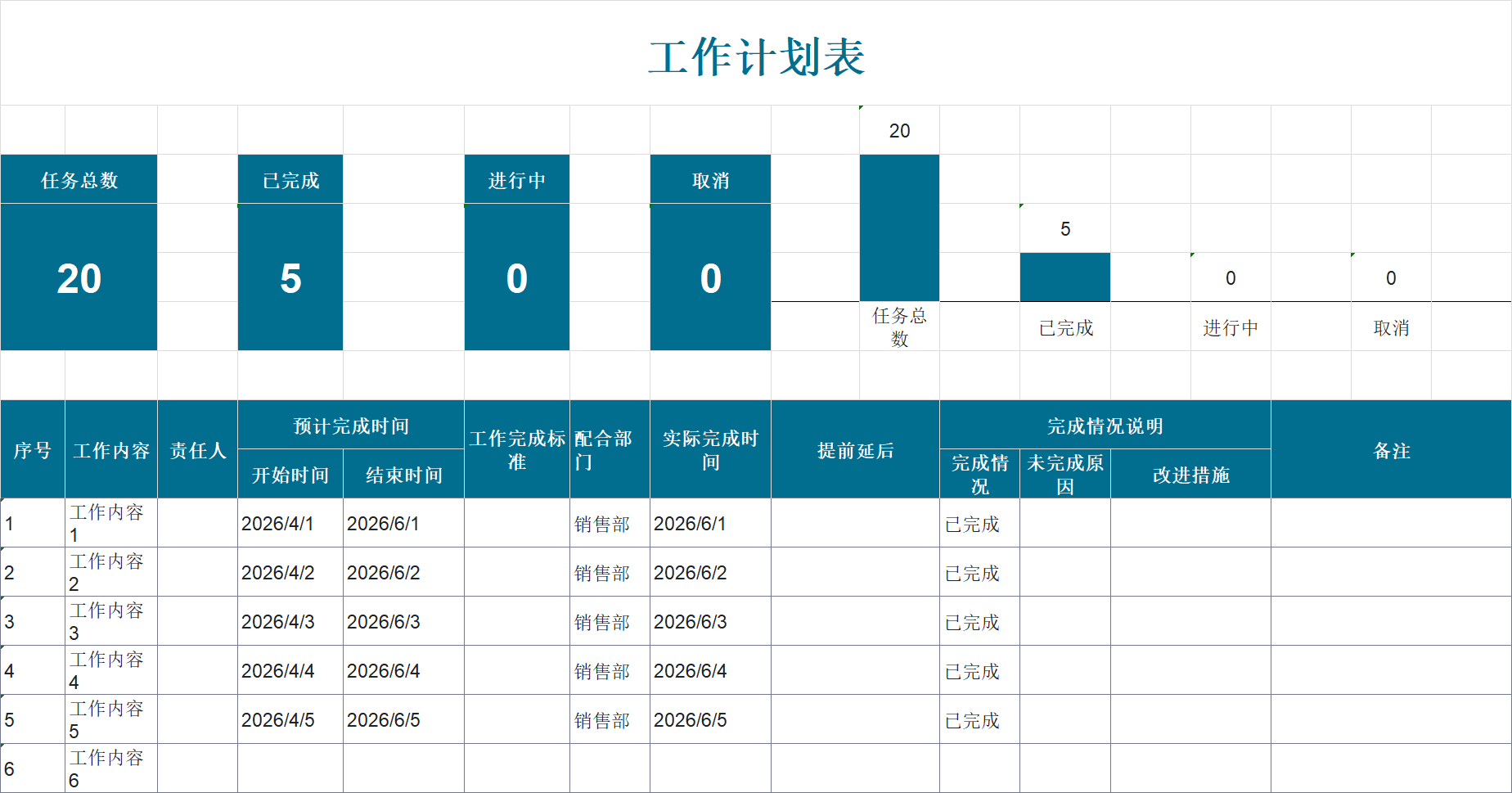 职场通用！部门工作计划表Excel模板，覆盖每日计划/每周目标-趣帮office教程网