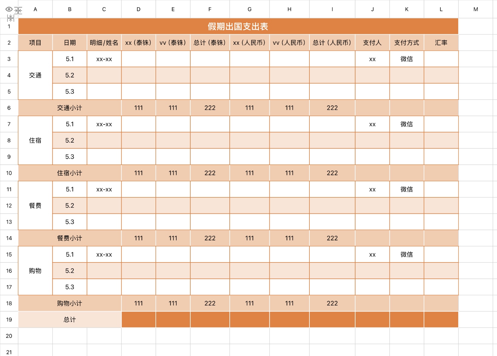 5个高效excel记账模板，适合旅行、出差、多人聚会-趣帮office教程网