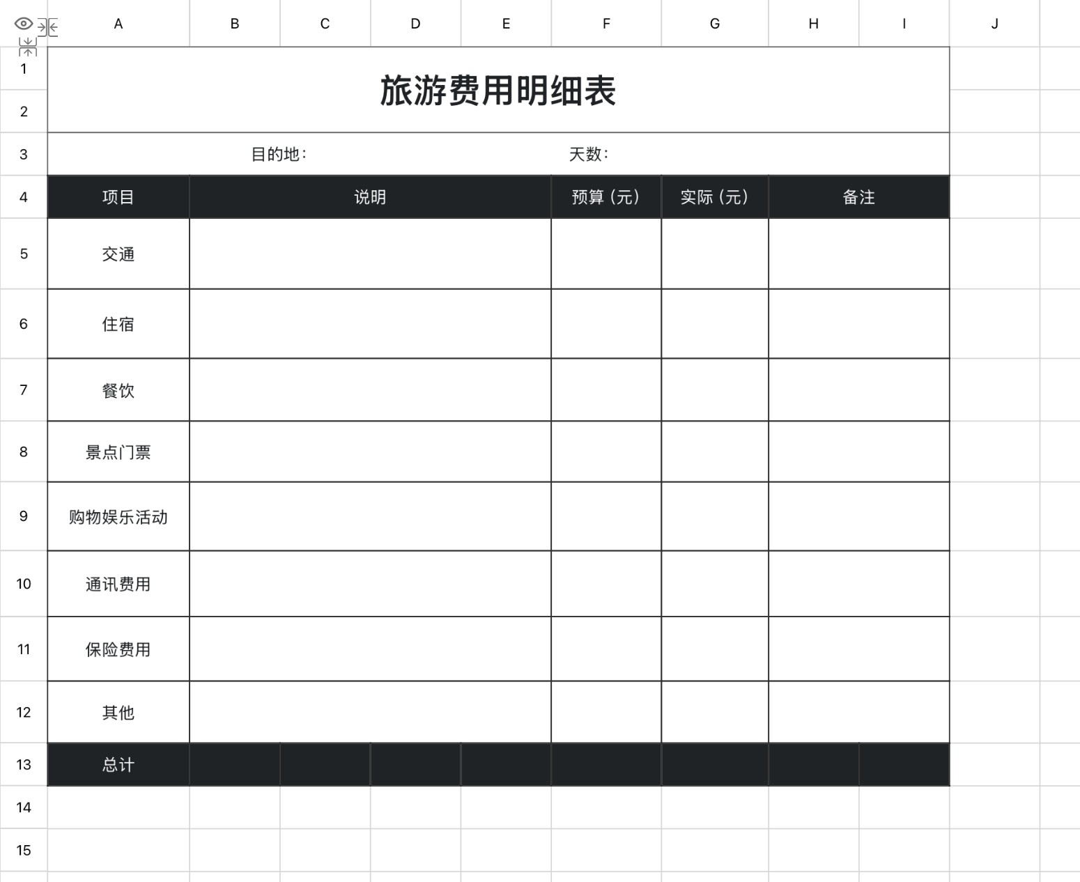 excel旅游费用模版大全:5款旅行记账模板轻松管理花销-趣帮office教程网