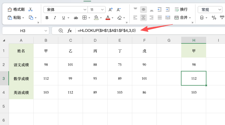 HLOOKUP函数使用方法:Excel横向查询数据一学就会-趣帮office教程网